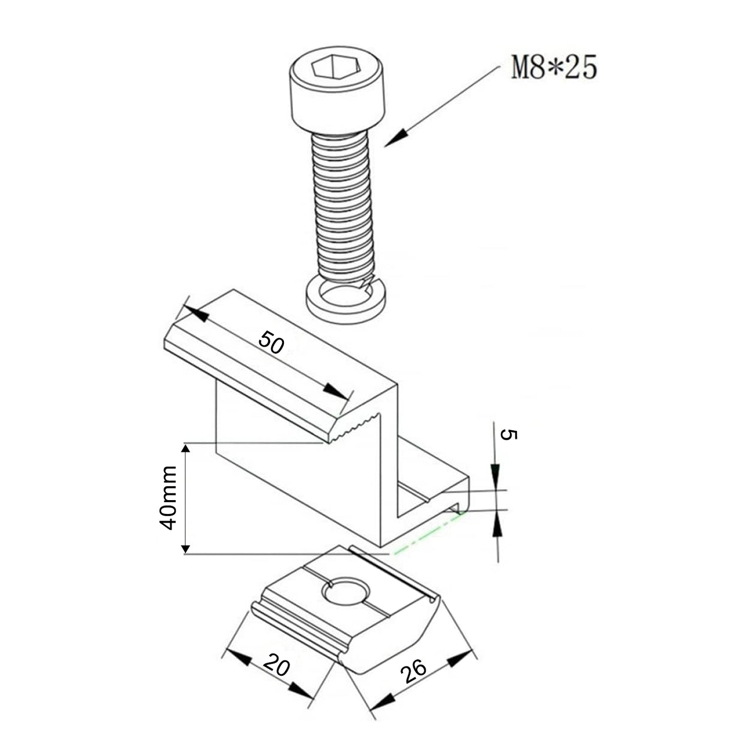 Pack 10 Abrazaderas Final Panel Solar 40mm