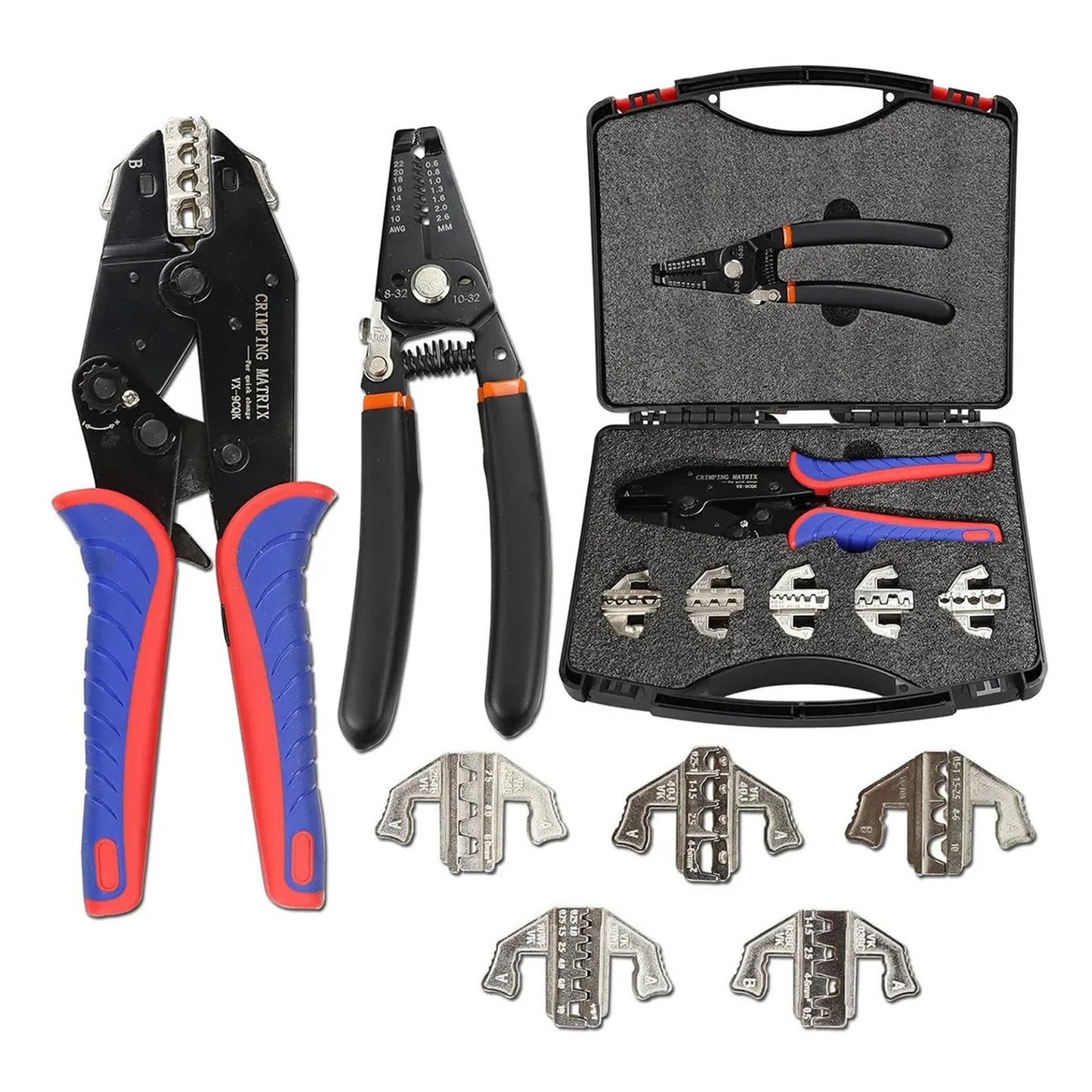 Set Alicate Crimpadora 5 Troqueles 0.25-10mm2 Con Pelacable