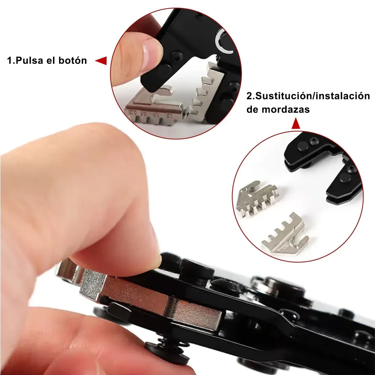 Set Alicate Crimpadora 5 Troqueles 0.25-10mm2 Con Pelacable