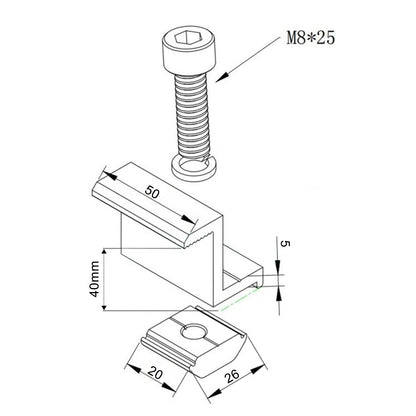 Pack 10 Abrazaderas Final Panel Solar 40mm