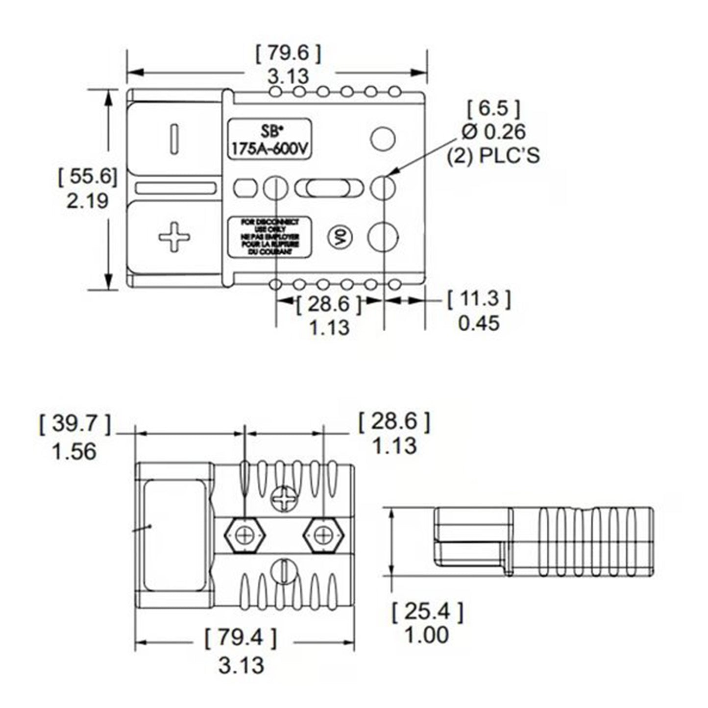 Conector Anderson 175a 600v Negro