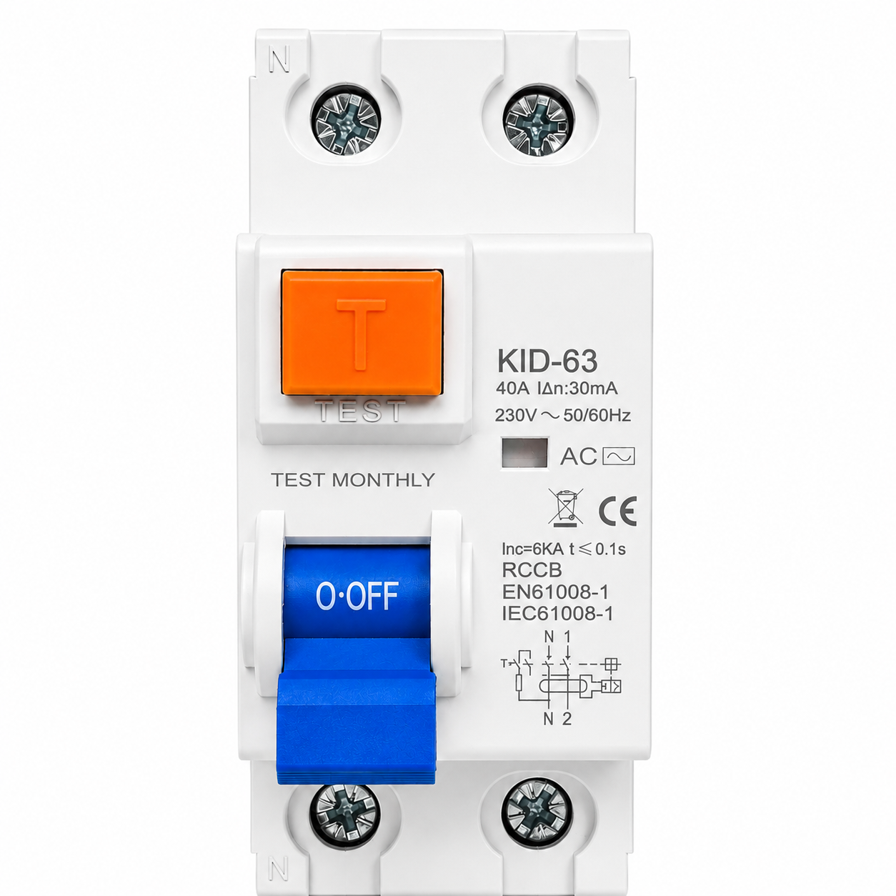 Interruptor Diferencial RCCB 2P 40A 30mA 230V AC