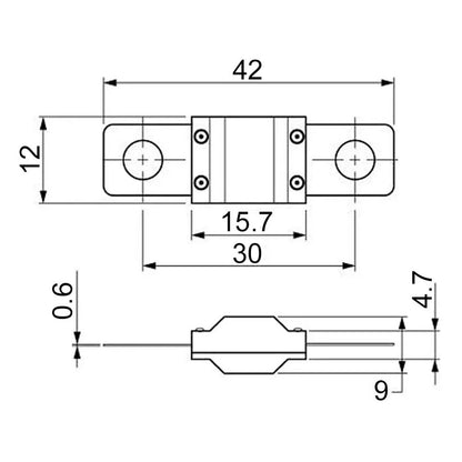 Fusible Batería 70a 32v 42x12mm Chapado Oro - Soliot