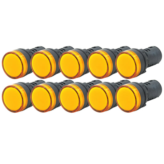 Luz Piloto Led Amarillo 22mm 220v Pack 10 Unidades