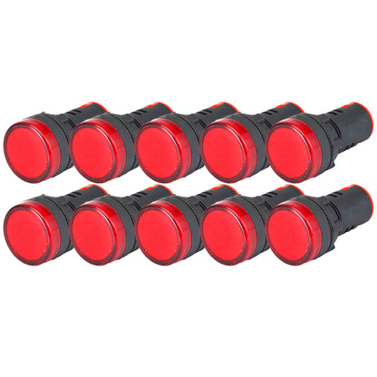 Luz Piloto Led Rojo 22mm 220v Pack 10 Unidades