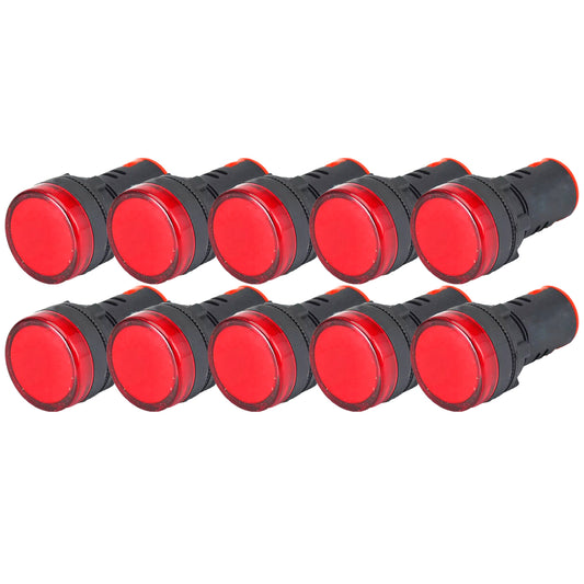 Luz Piloto Led Rojo 22mm 220v Pack 10 Unidades