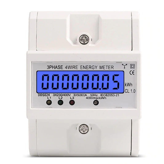 Medidor Trifasico Digital Kwh Riel Din 4 Polos 80a