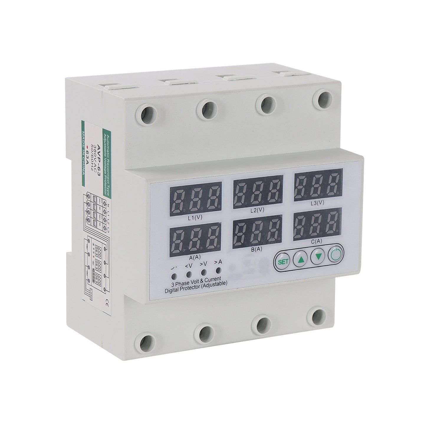 Relé Protector Trifásico 4P 380V Voltaje Ajustable