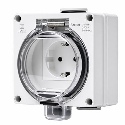 Tomacorriente Schuko Hidrobox Exterior IP66 16A 250V