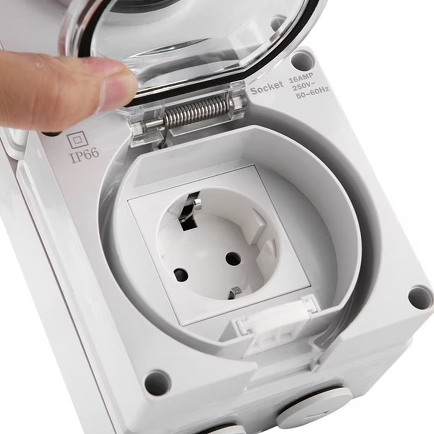 Tomacorriente Schuko Hidrobox Exterior IP66 16A 250V