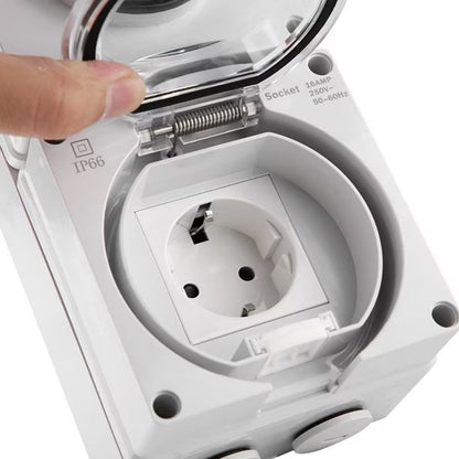 Tomacorriente Schuko Hidrobox Exterior IP66 16A 250V