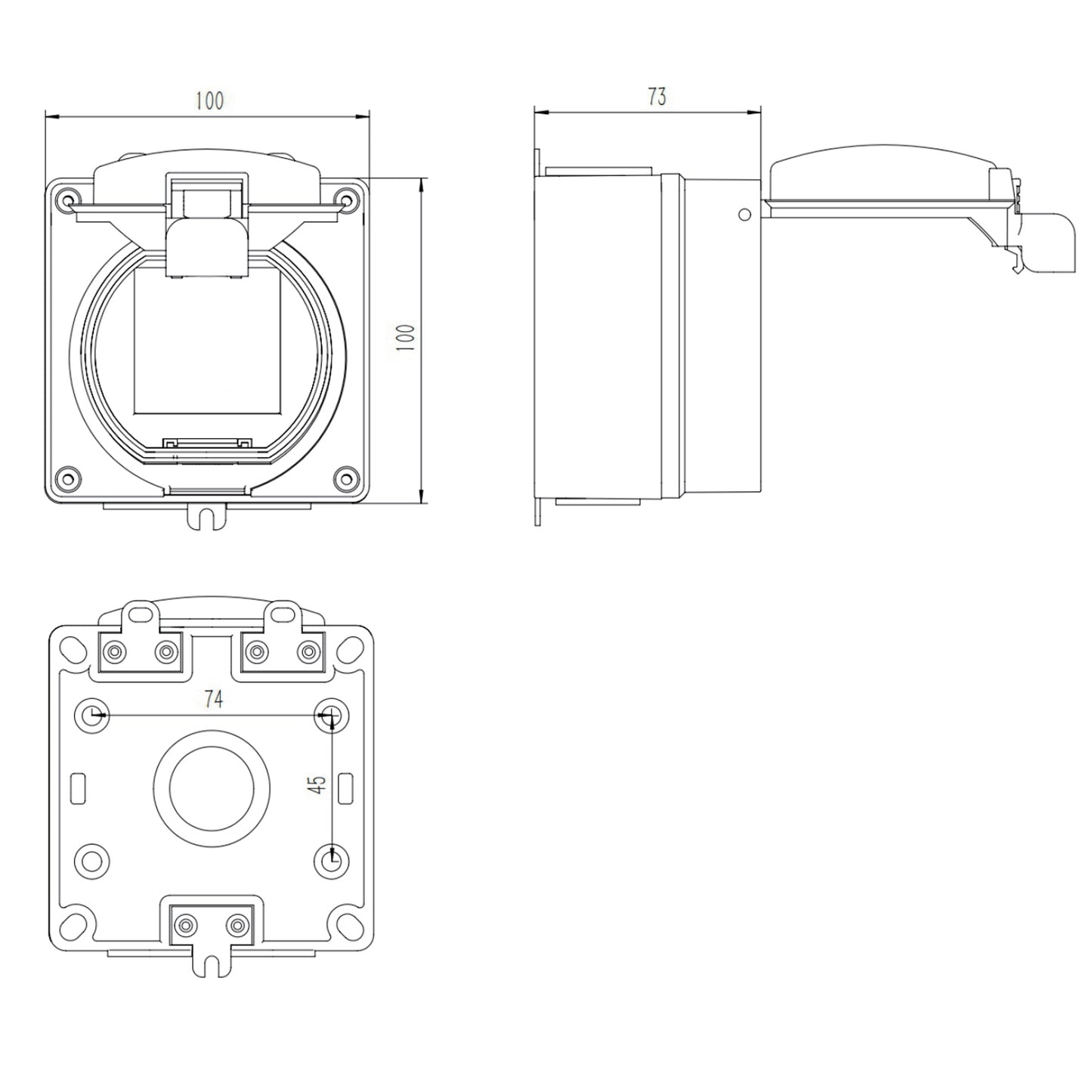 Tomacorriente Schuko Hidrobox Exterior IP66 16A 250V