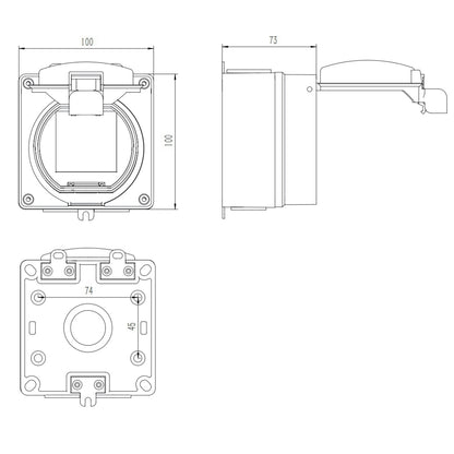 Tomacorriente Schuko Hidrobox Exterior IP66 16A 250V